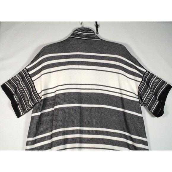 VINCE Women's Short Sleeve Open Front Long Striped Cardigan Black White SZ Small - Picture 13 of 13